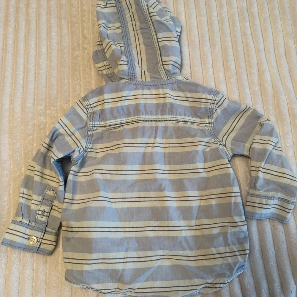 Carter's Light Blue Striped Hoodie Shirt